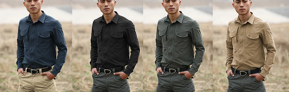Outdoor Hiking Tactical Shirt Spring Autumn Quick Dry Elastic Long Sleeve Shirt Business Casual Sports Military Combat Uniform