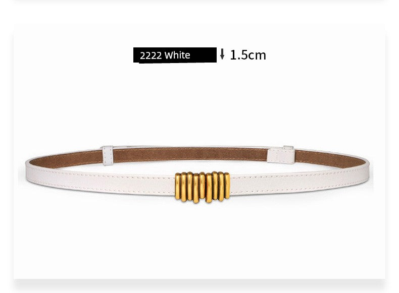 Women's Leather Easiest for Match Accessories Sweater Black Thin Belt