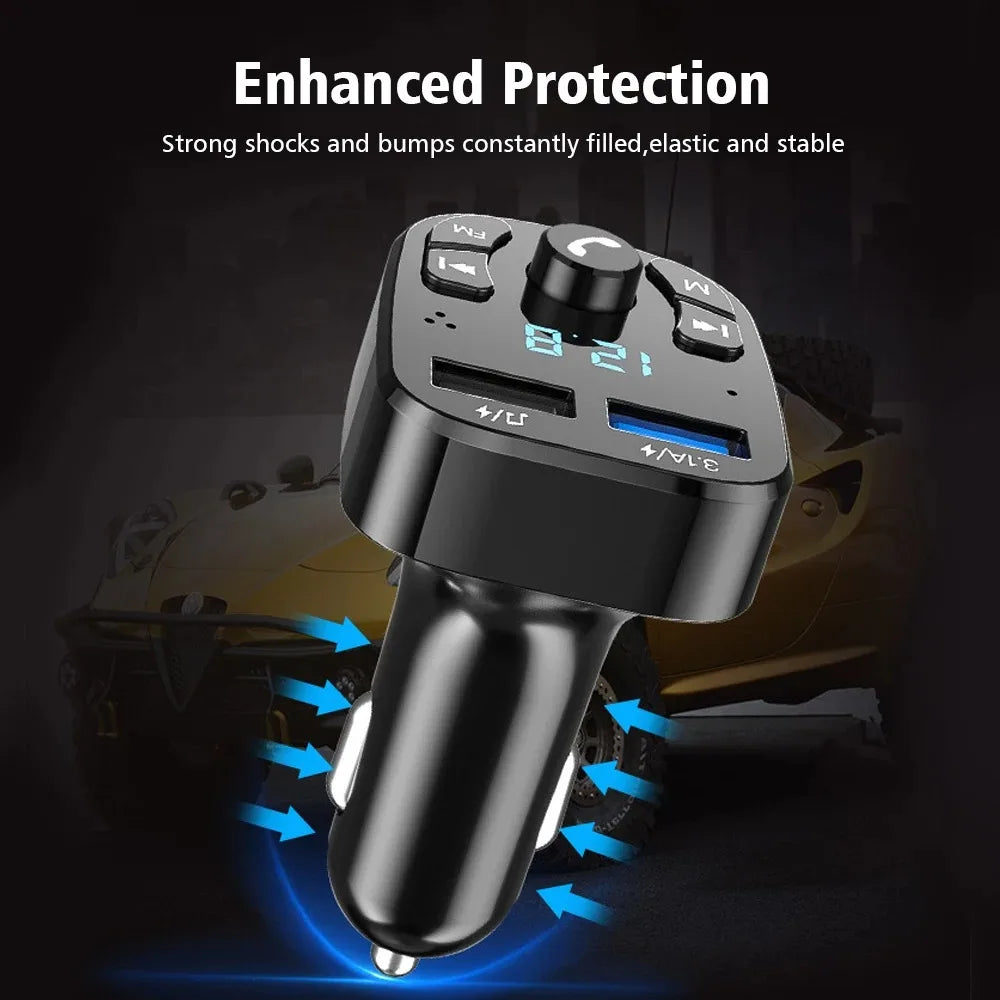 3.1A FM Transmitter Wireless Bluetooth 5.0 Car MP3 Player Dual USB Fast Charging Adapter in Car Noise Reduction Audio Receiver