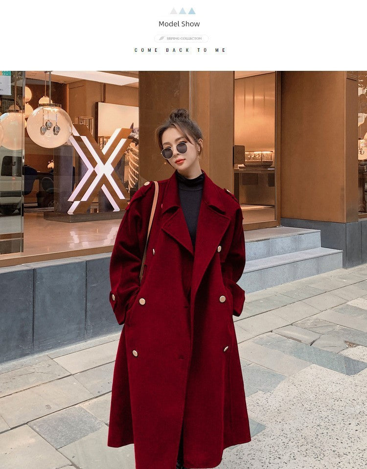 2024 Pure New Plus Size Women's Clothing Big Woman Woolen Coat Slimming Long Loose Woolen Coat 100.00kg