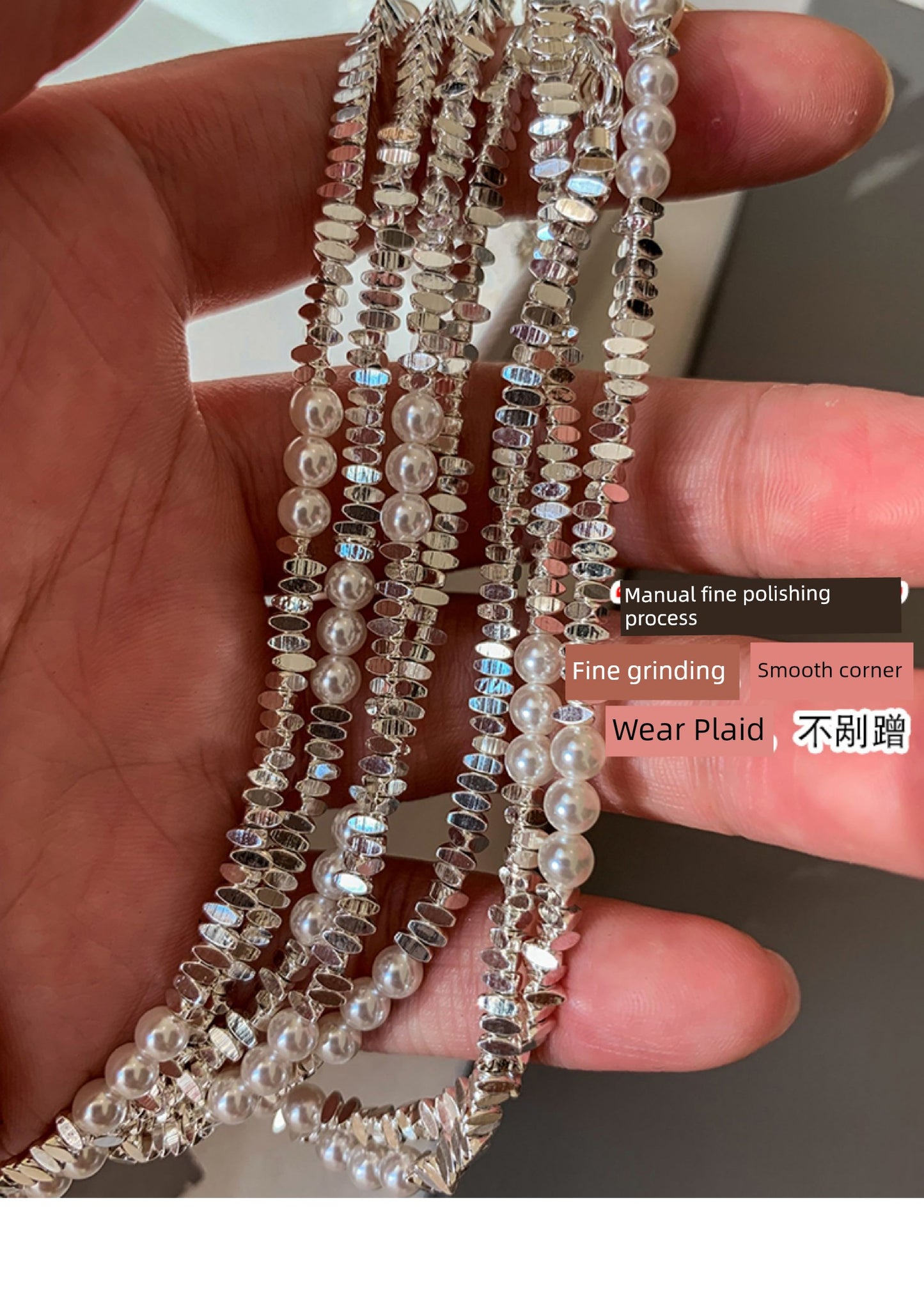 2025 New Arrival Small Pieces of Silver Pearl Sweater Necklace Necklace Accessories Female Fancy Light Luxury Minority Twin Clavicle Chain