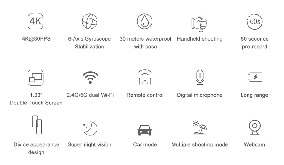 SJCAM C300 Pocket Action Camera 4K FHD With Long Battery Life Video 30M Waterproof 5G WiFi Camera Sport Action Cam