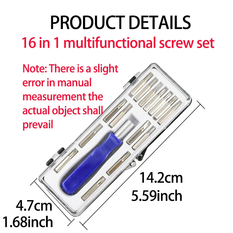 Multifunctional Screwdriver Set 16 in 1 Combination Multi Bits Precision Mini Magnetic Kit Mobile Phone IPad Camera Home Repair
