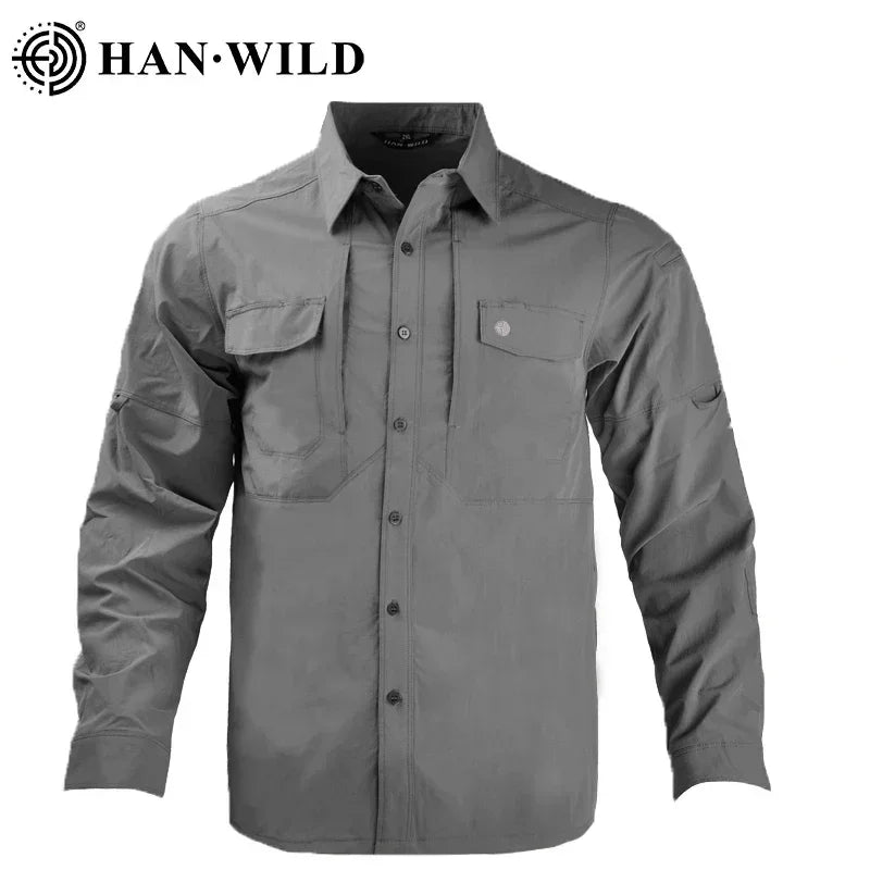 Casual Shirt Camping Tactical Shirts for Men Lightweight Quick Drying Hiking Long Sleeve Work Cargo Airsoft Hunting Clothes
