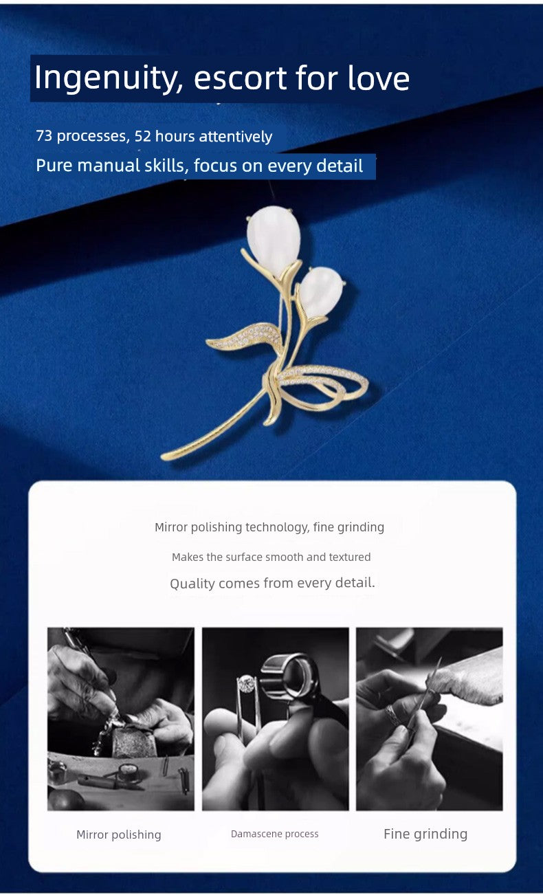 Women's Day Gift to Give Mom for Wife High-End Corsage Brooch Female Classy Exquisite Pin Accessories Fancy