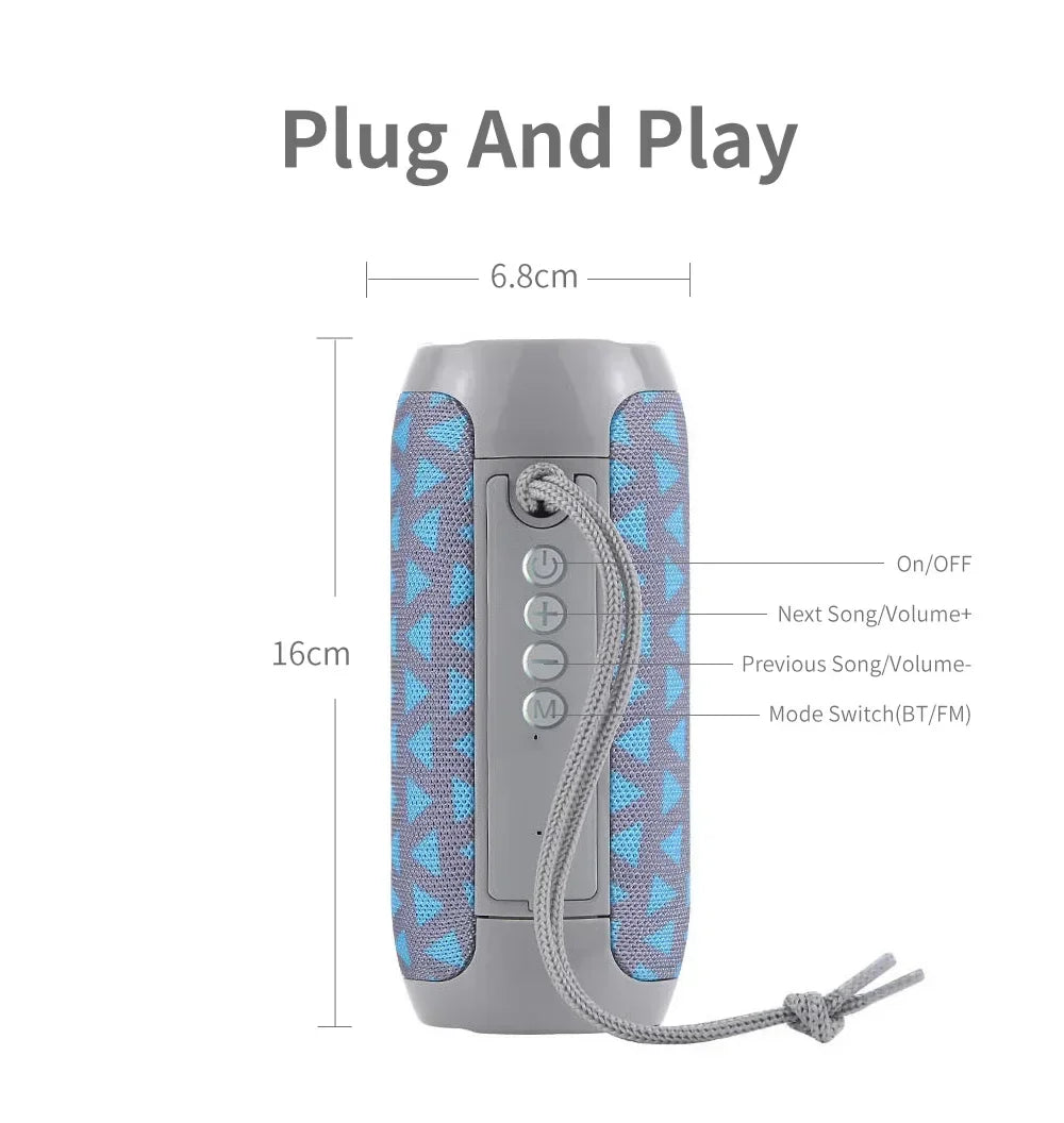 TG117 Portable Bluetooth Speaker TWS Wireless Dual Bass Outdoor Column Boombox FM AUX TF Card Music Player For Camping Riding