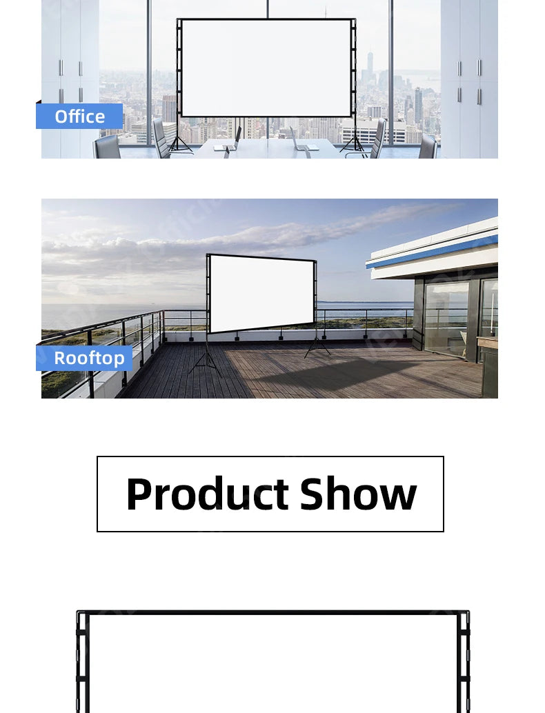 VEIDADZ Projector Screen With Stand Soft White Less Creases 60 84 100 120in With Carry Bag Foldable Double Tripod Screen Outdoor