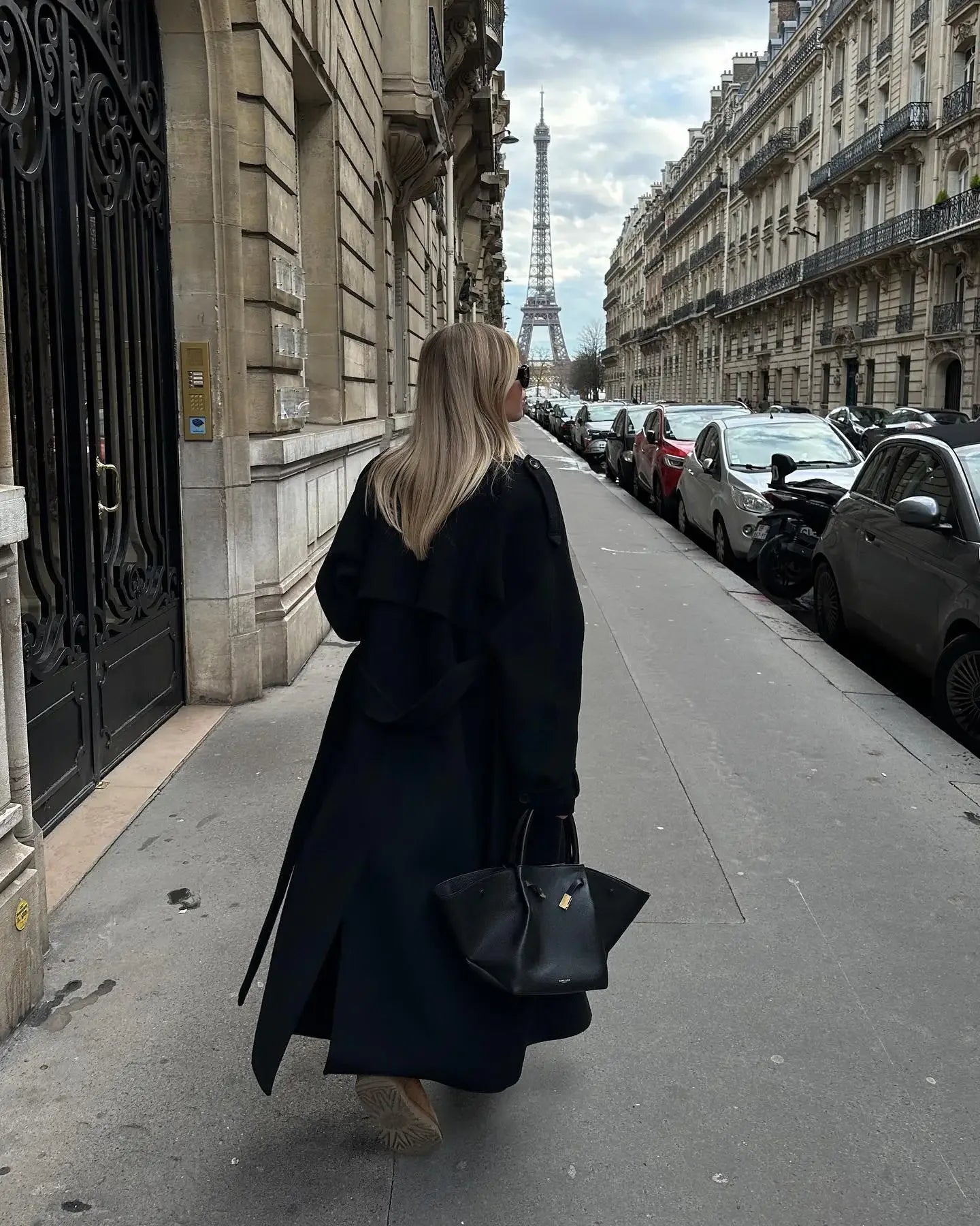 Women Oversize Loose Double Button Lapel Overcoat Fashion Black Woolen Long Coat With Belt Autumn New Street Female Outerwear