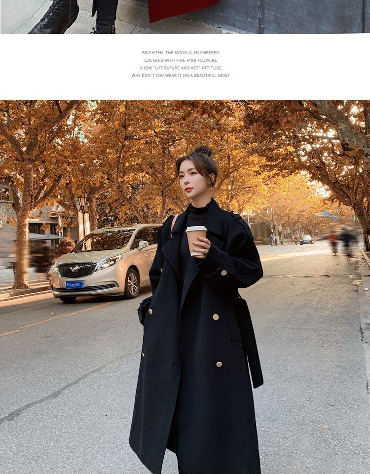 2024 Pure New Plus Size Women's Clothing Big Woman Woolen Coat Slimming Long Loose Woolen Coat 100.00kg