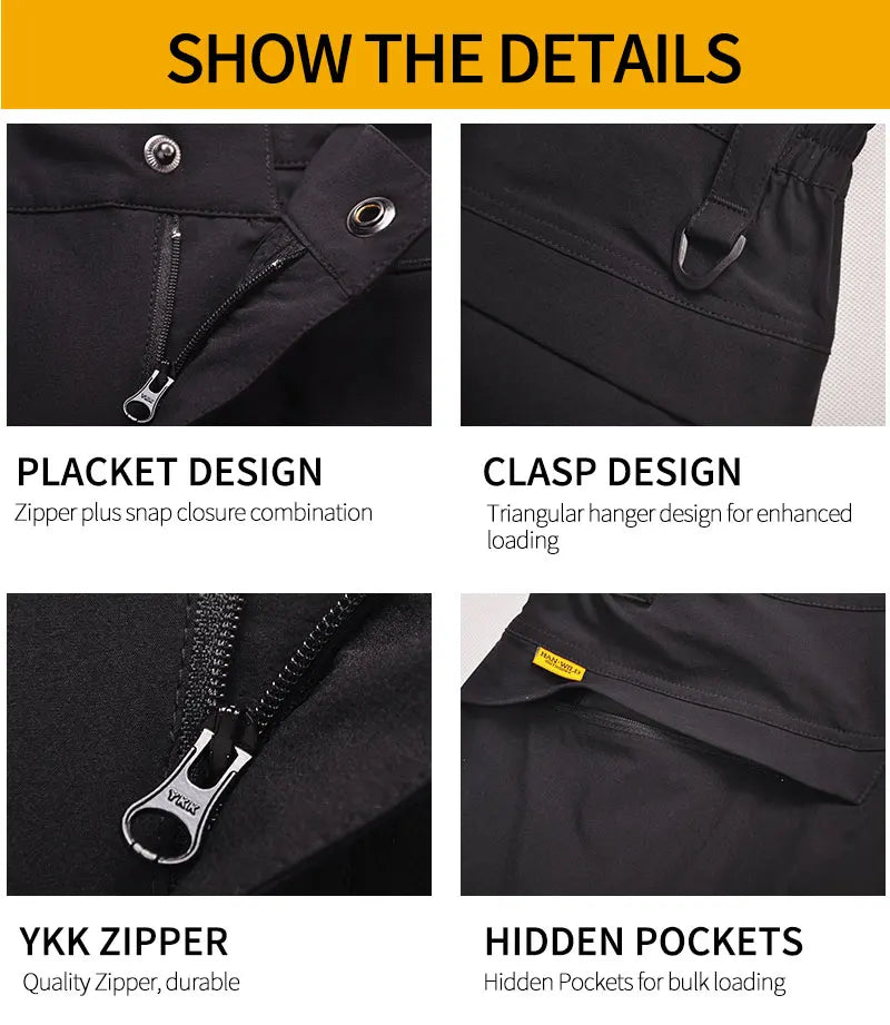HAN WILD Summer Tactical Shirts Men's Breathable Long Sleeve Multi-Pockets Work Combat Cargo Shirts Quick Dry Camping Clothes