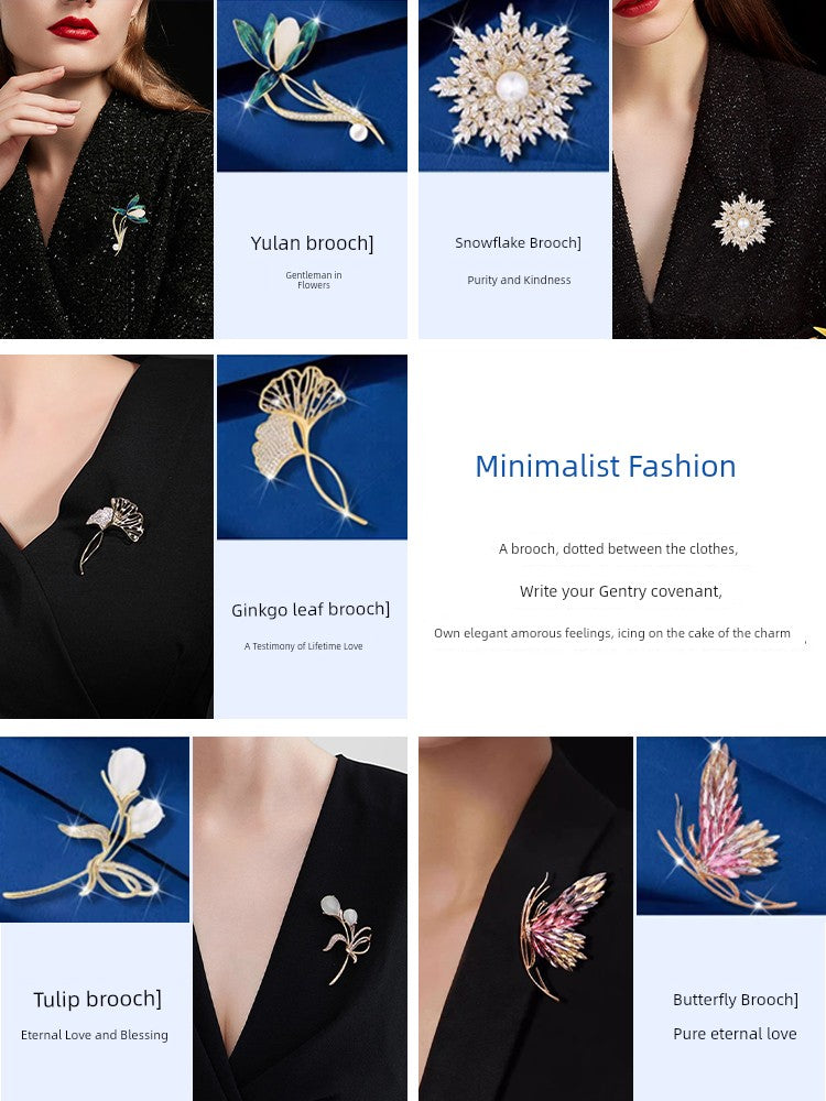 Women's Day Gift to Give Mom for Wife High-End Corsage Brooch Female Classy Exquisite Pin Accessories Fancy