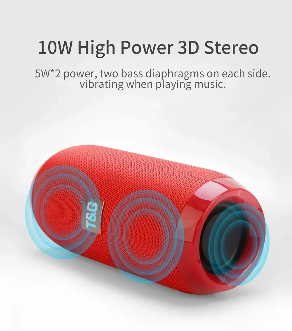 TG117 Portable Bluetooth Speaker TWS Wireless Dual Bass Outdoor Column Boombox FM AUX TF Card Music Player For Camping Riding
