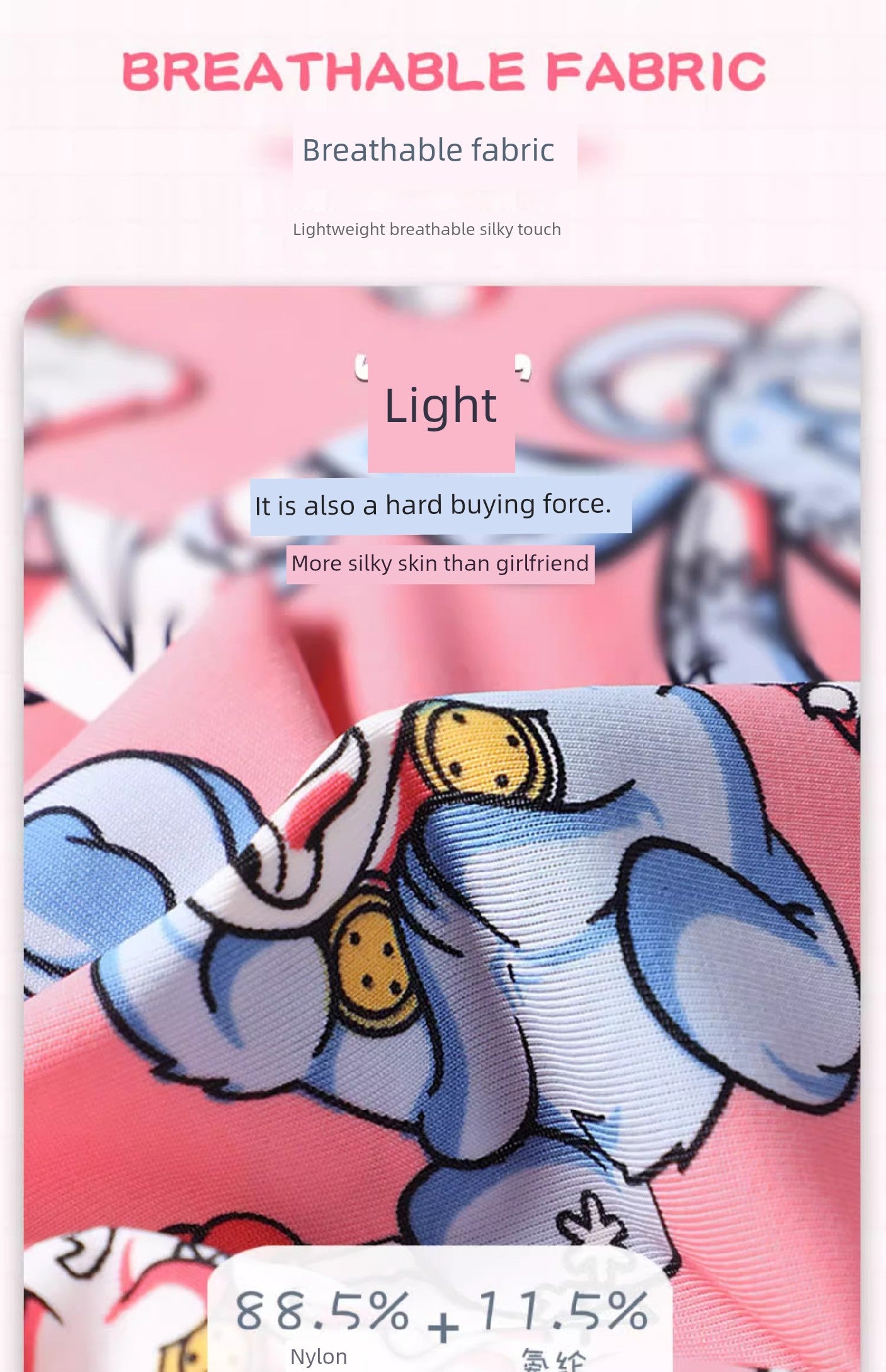 2024 New Arrival Boxers Antibacterial Pink Cute Cartoon Boys Boxer Shorts Shorts Men Underwear Ice Silk