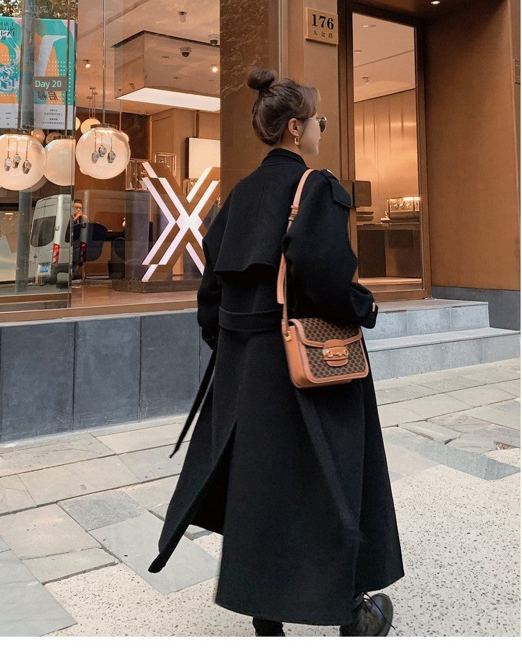 2024 Pure New Plus Size Women's Clothing Big Woman Woolen Coat Slimming Long Loose Woolen Coat 100.00kg