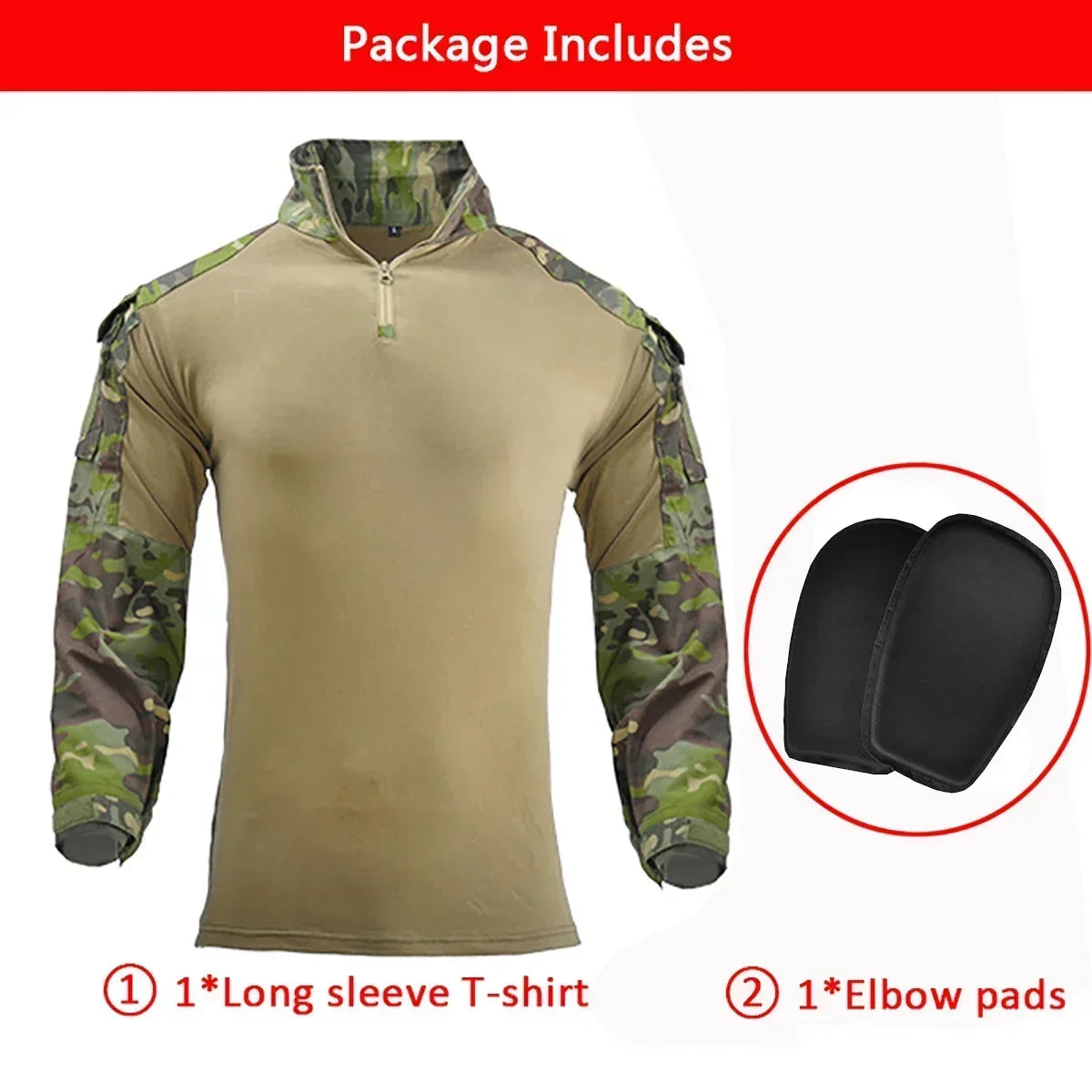 Men's Safari Shirt Outdoor Camouflage Long Sleeve Working Camping Fishing Softair Men Clothing with 1/4 Zipper Hiking Shirts