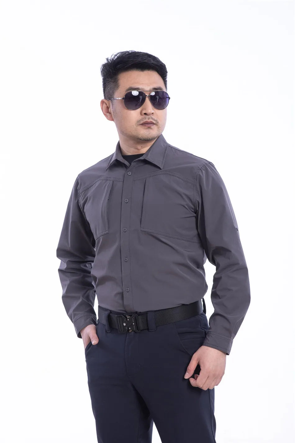 Outdoor Elastic Quick Drying Tactical Shirt Commuting Hunting Hiking Shirt Breathable Wear-resistant Splashproof Sports Shirt