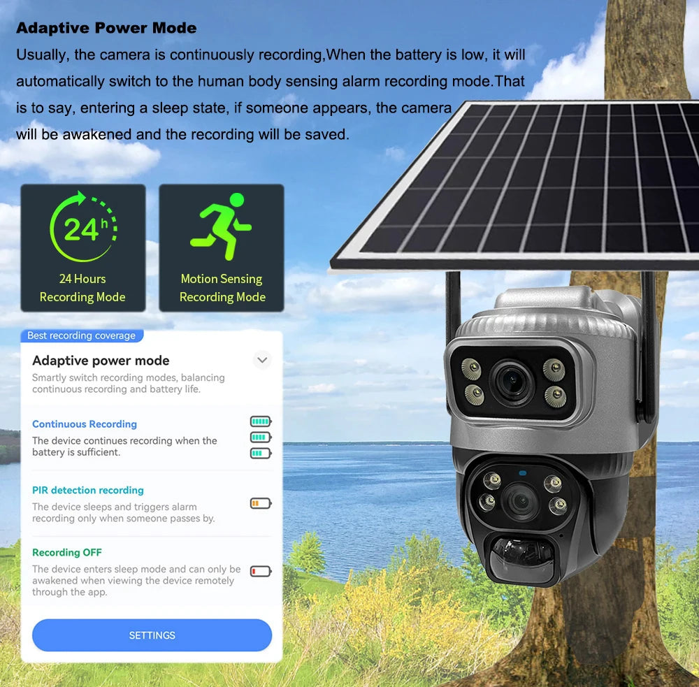 V380 Dual Lens 4G Camera Solar PIR Human Detection Night Vision Waterproof Security Video IP Camara 8MP 4K Battery CCTV Monitor