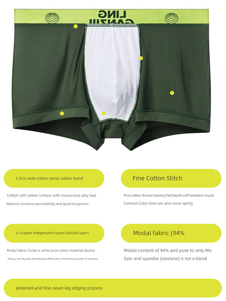 Zero Perception Men Underwear Classy Modal Boys Boxers Boxers Mid Waist Sports Underpants Wg40m1