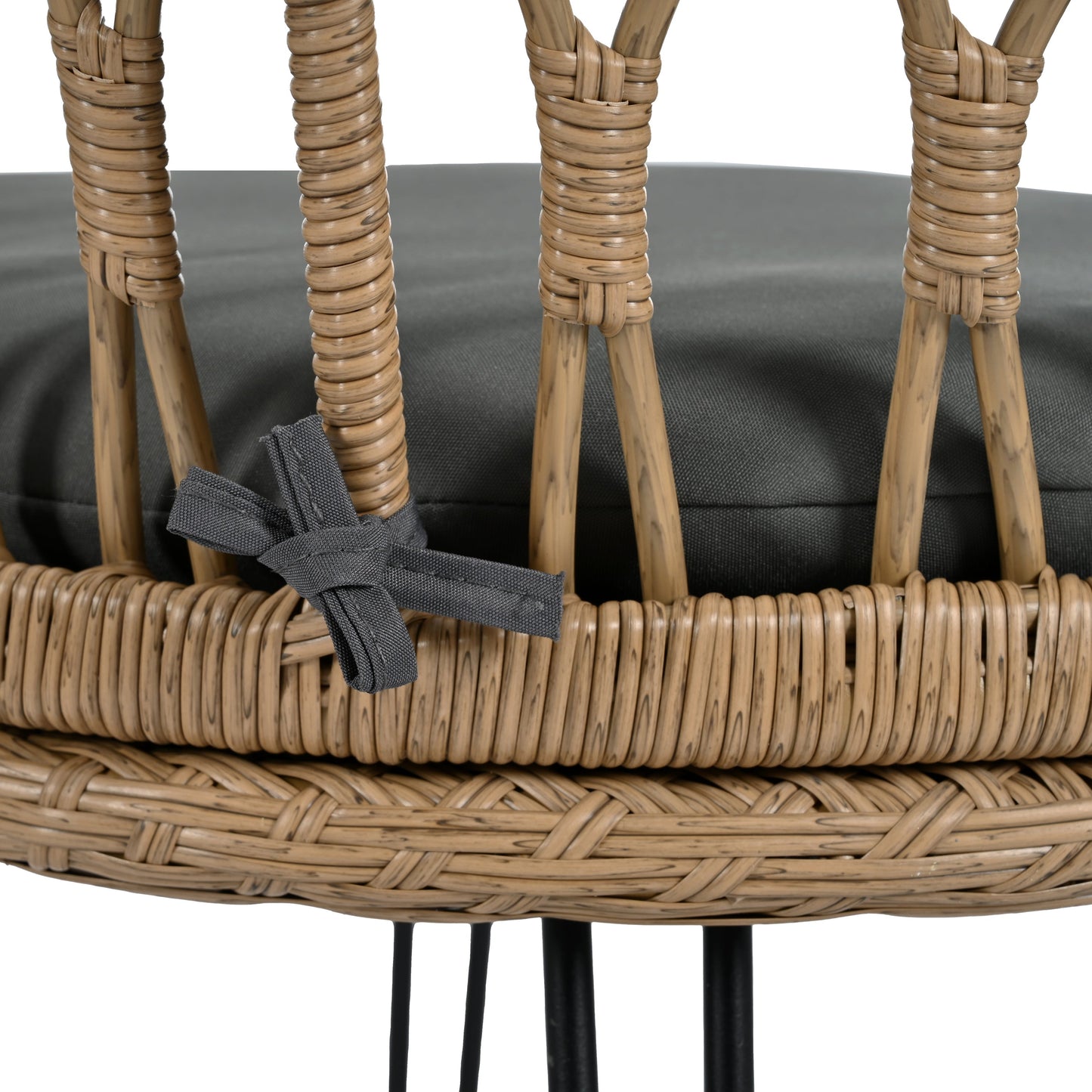 Outdoor Leisure Set, 2 Rattan Single Chairs with A Glass Round Table,