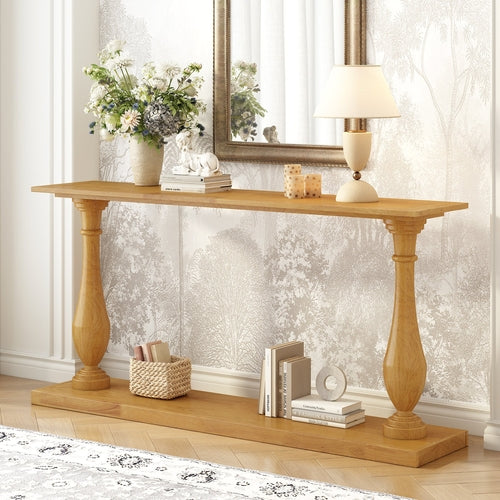 Vintage Sofa Table Console Table with Luxurious Pine Veneer and