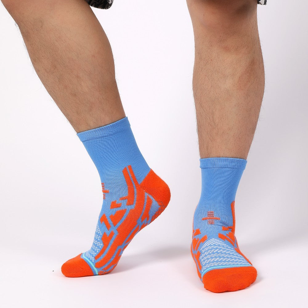 5 Pairs Of Mixed Mid-calf Sports Socks With Breathable Terrycloth Bottoms For Cushioning, Men's Ankle Socks With Arch Support.