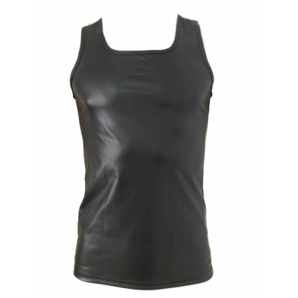 Simple U-neck Tight Slimming Glossy Off-the-shoulder Vest
