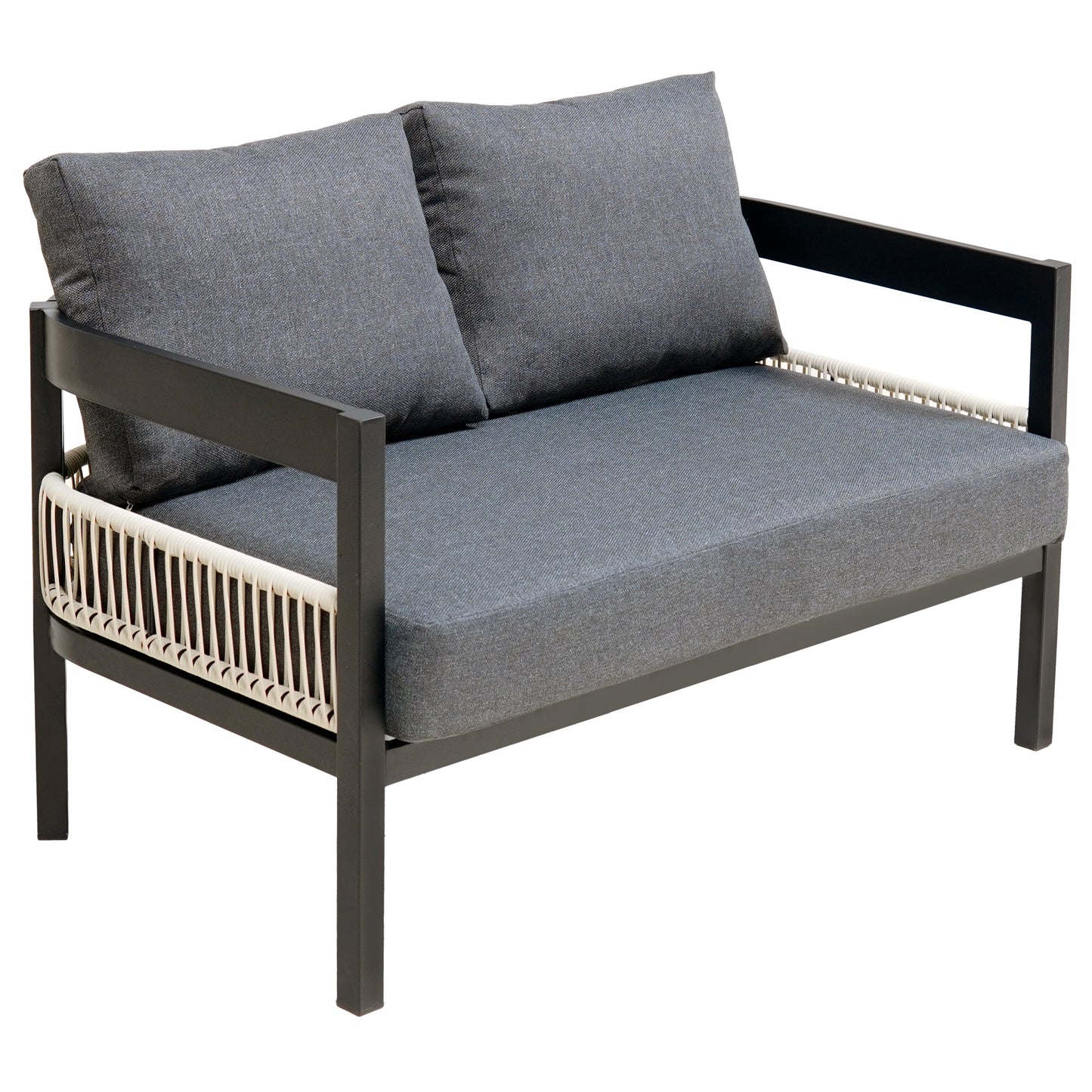 Multi-person Outdoor Iron Sofa Set with A table, Rattan Decoration,