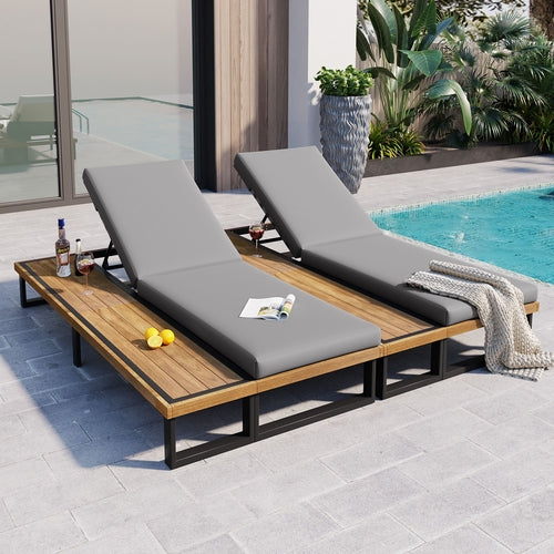 Outdoor Chaise Lounge Chair Set of 2 with 5-Position Adjustable