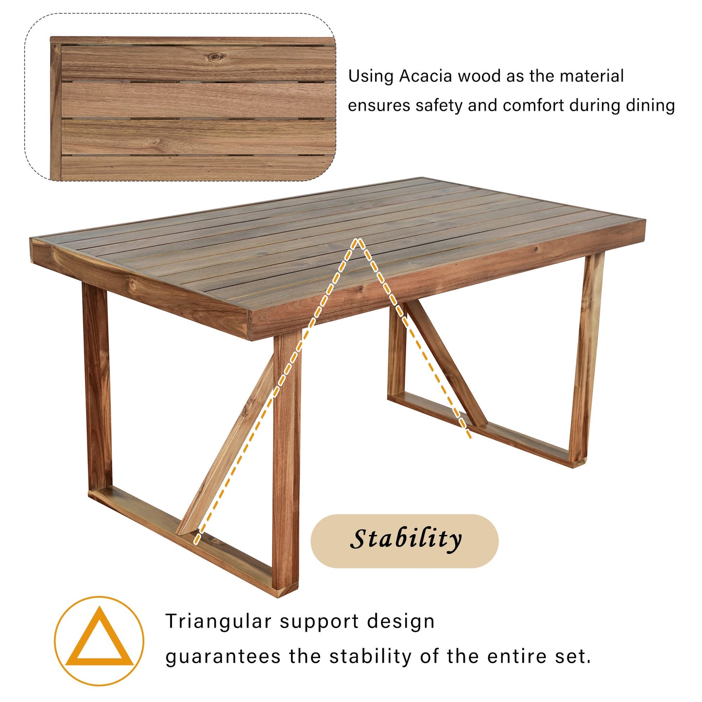 High-quality Acacia Wood Outdoor Table and Chair Set, Suitable for