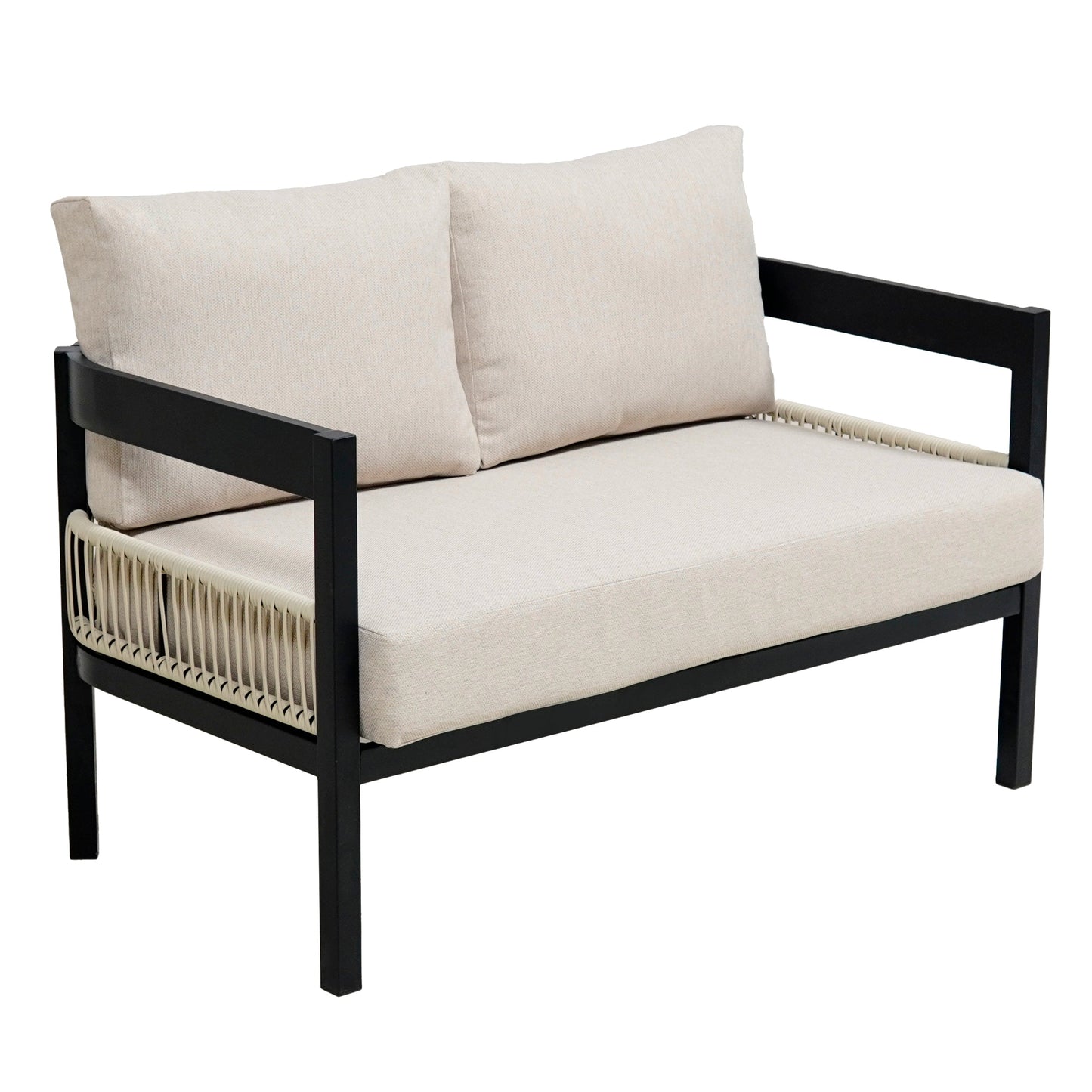 Multi-person Outdoor Iron Sofa Set with A table, Rattan Decoration,
