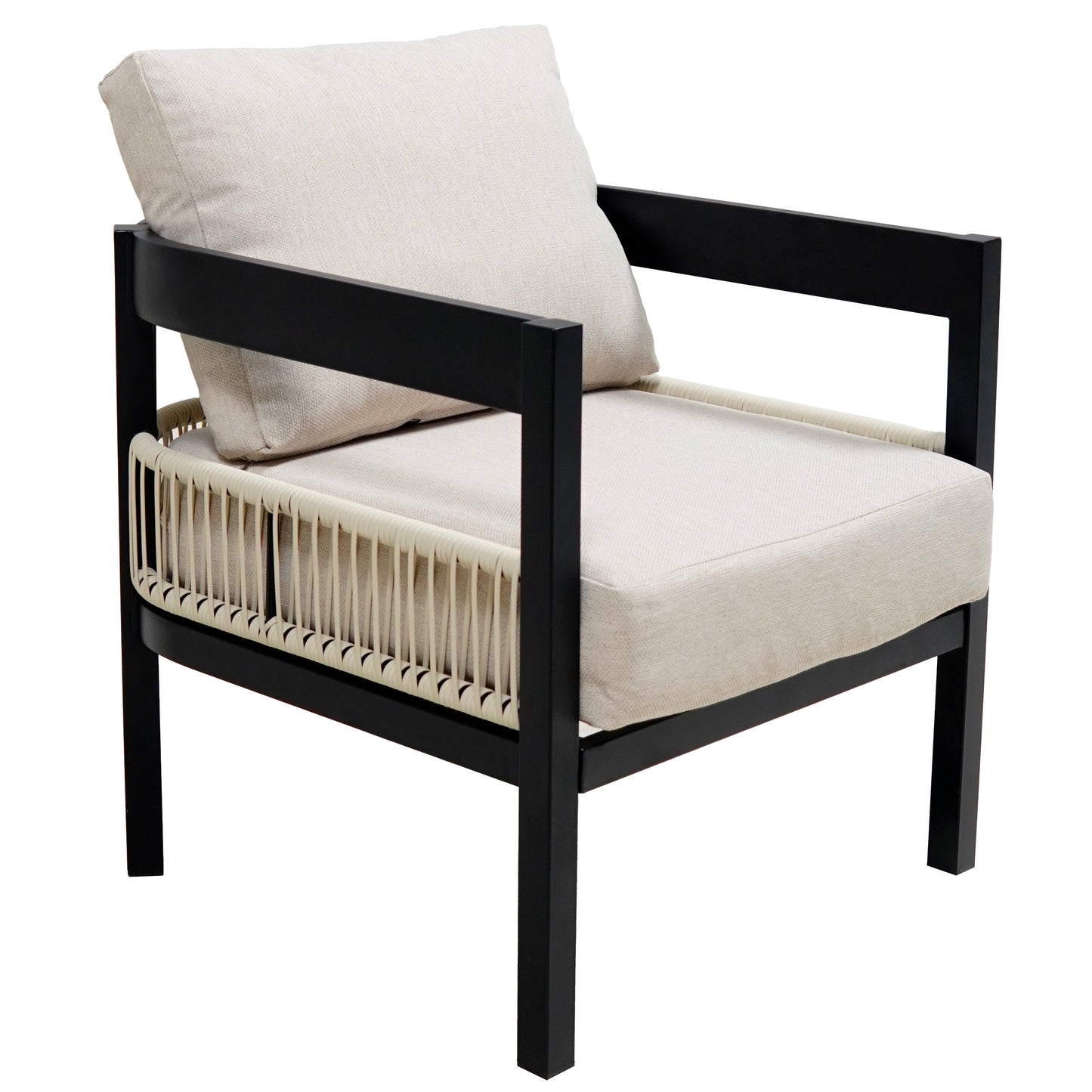 Multi-person Outdoor Iron Sofa Set with A table, Rattan Decoration,