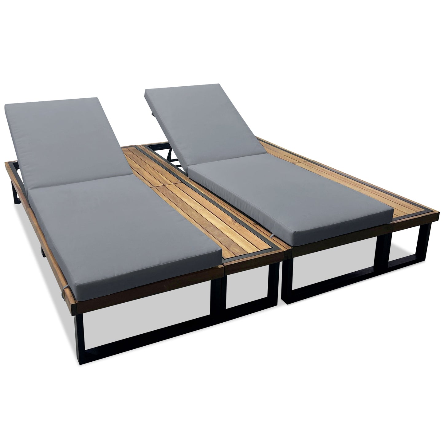 Outdoor Chaise Lounge Chair Set of 2 with 5-Position Adjustable
