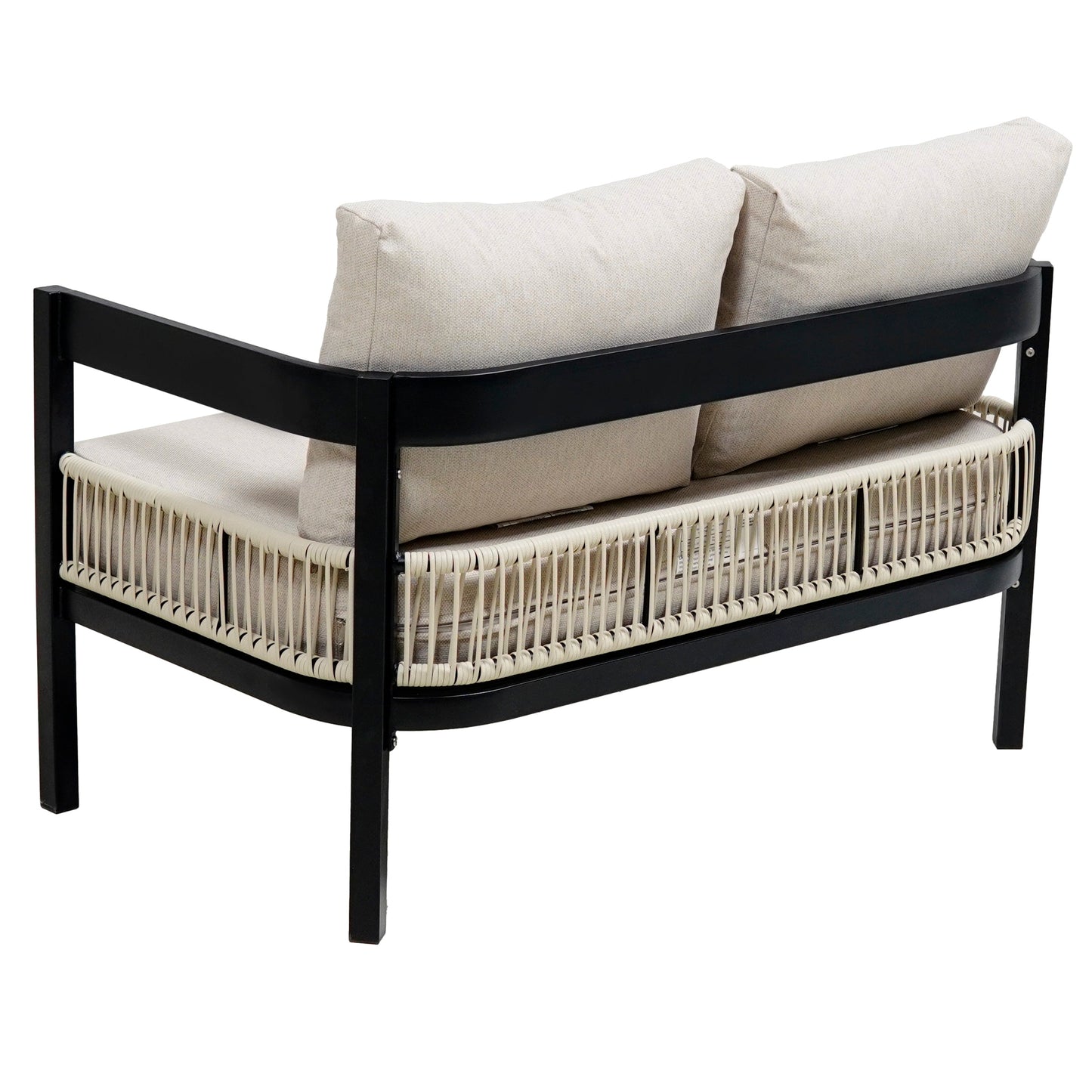 Multi-person Outdoor Iron Sofa Set with A table, Rattan Decoration,