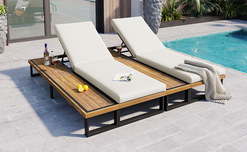 Outdoor Chaise Lounge Chair Set of 2 with 5-Position Adjustable