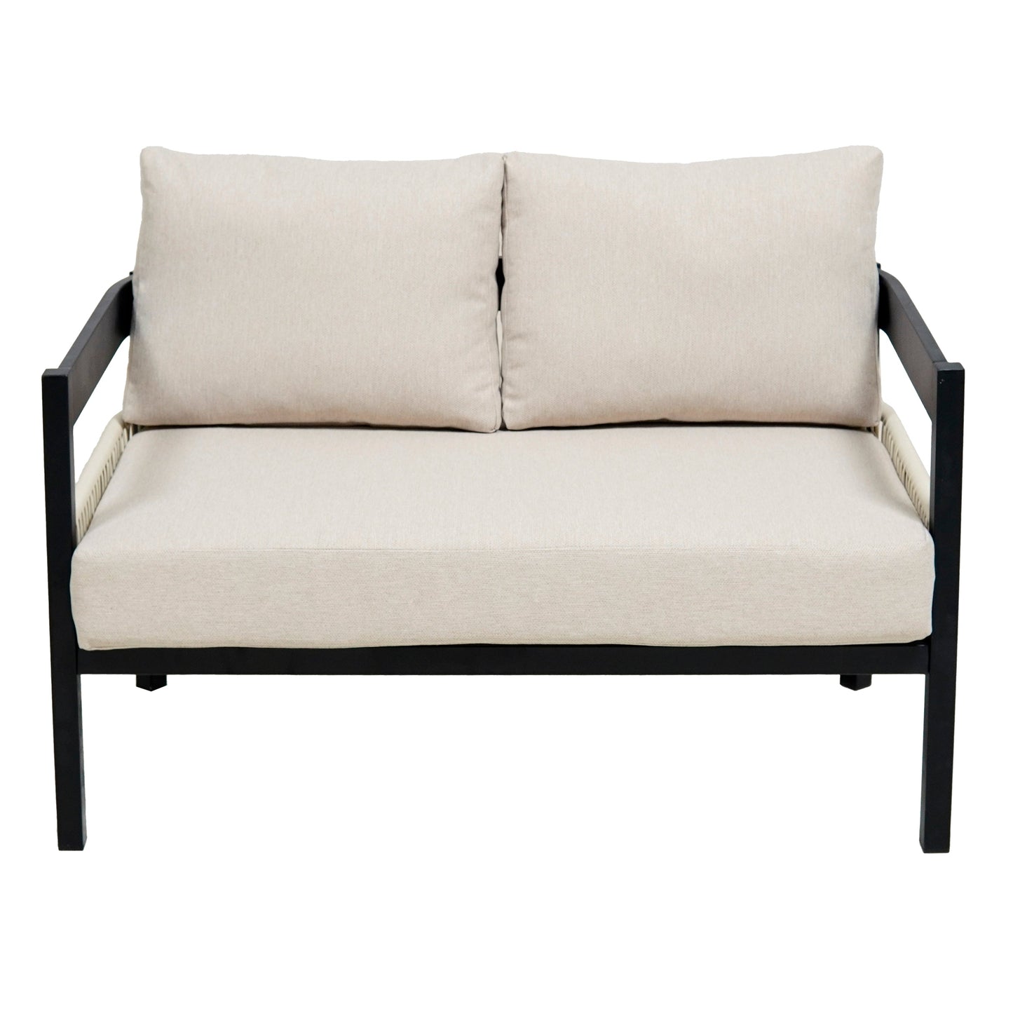 Multi-person Outdoor Iron Sofa Set with A table, Rattan Decoration,