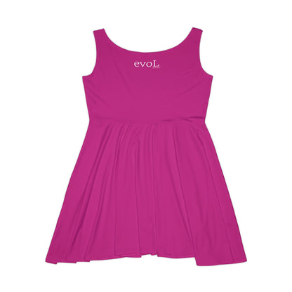 Feminine Pink Skater Dress with 'evoL' Graphic - Perfect for Casual Outings and Celebrations