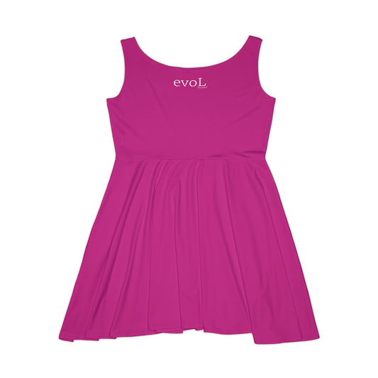 Feminine Pink Skater Dress with 'evoL' Graphic - Perfect for Casual Outings and Celebrations