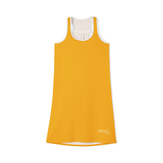 Bright Yellow Women's Racerback Dress - Perfect for Summer Outings & Active Days