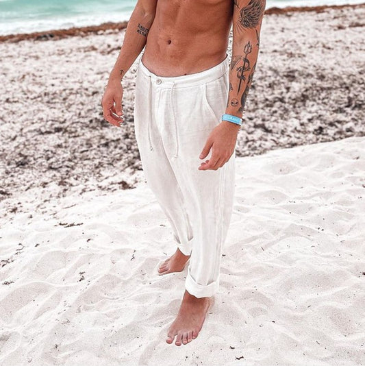 Fashion Men's Cotton And Linen Casual Trousers