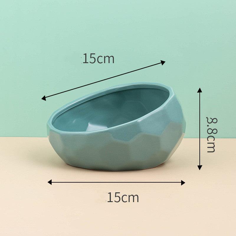 Elegant Ceramic Pet Bowl With Oblique Mouth