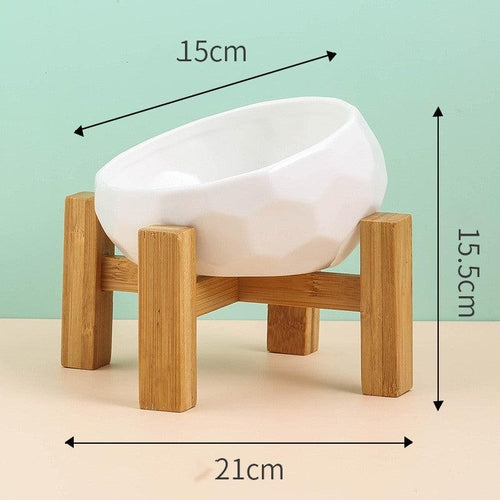 Elegant Ceramic Pet Bowl With Oblique Mouth