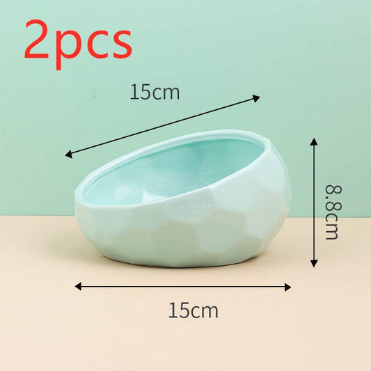 Elegant Ceramic Pet Bowl With Oblique Mouth