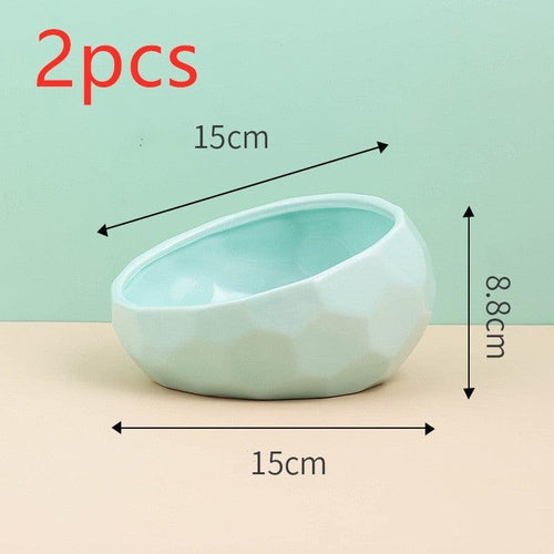 Elegant Ceramic Pet Bowl With Oblique Mouth