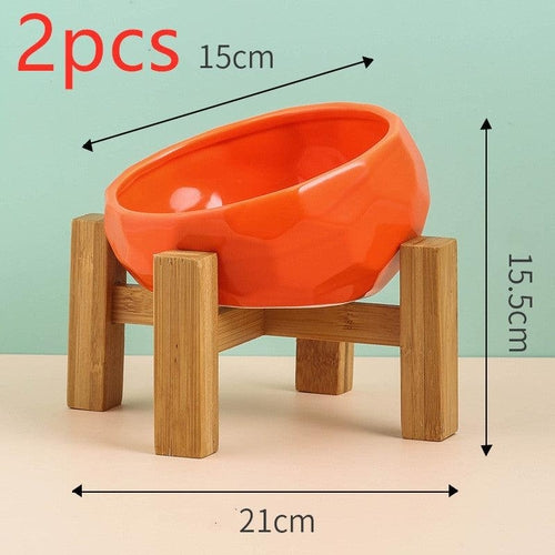 Elegant Ceramic Pet Bowl With Oblique Mouth