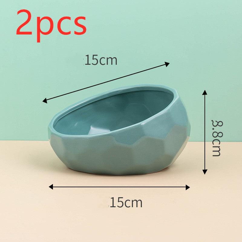 Elegant Ceramic Pet Bowl With Oblique Mouth