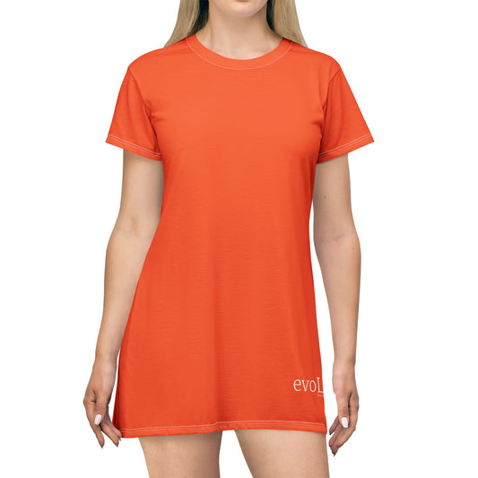 Casual Orange T-Shirt Dress - Comfortable & Stylish for Everyday Wear