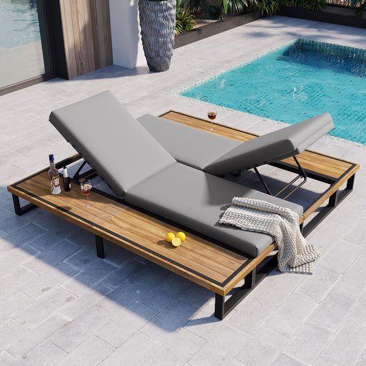 Outdoor Chaise Lounge Chair Set of 2 with 5-Position Adjustable