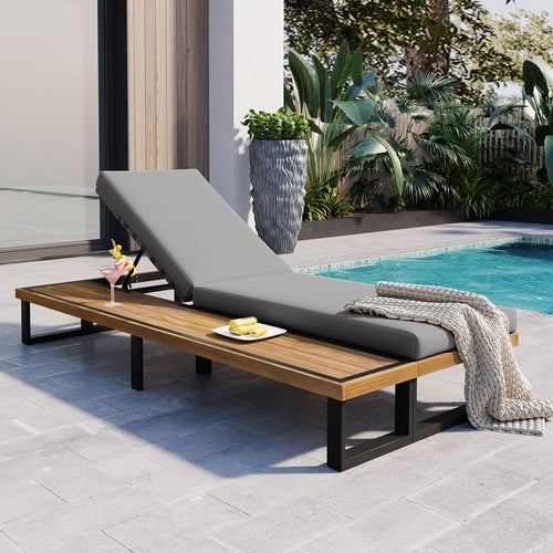 Outdoor Chaise Lounge Chair with 5-Position Adjustable Backrest,
