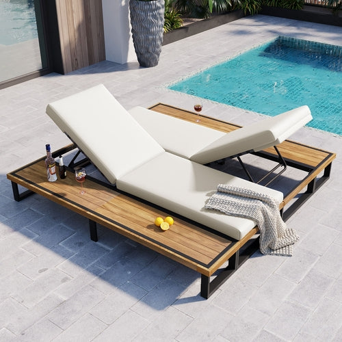 Outdoor Chaise Lounge Chair Set of 2 with 5-Position Adjustable