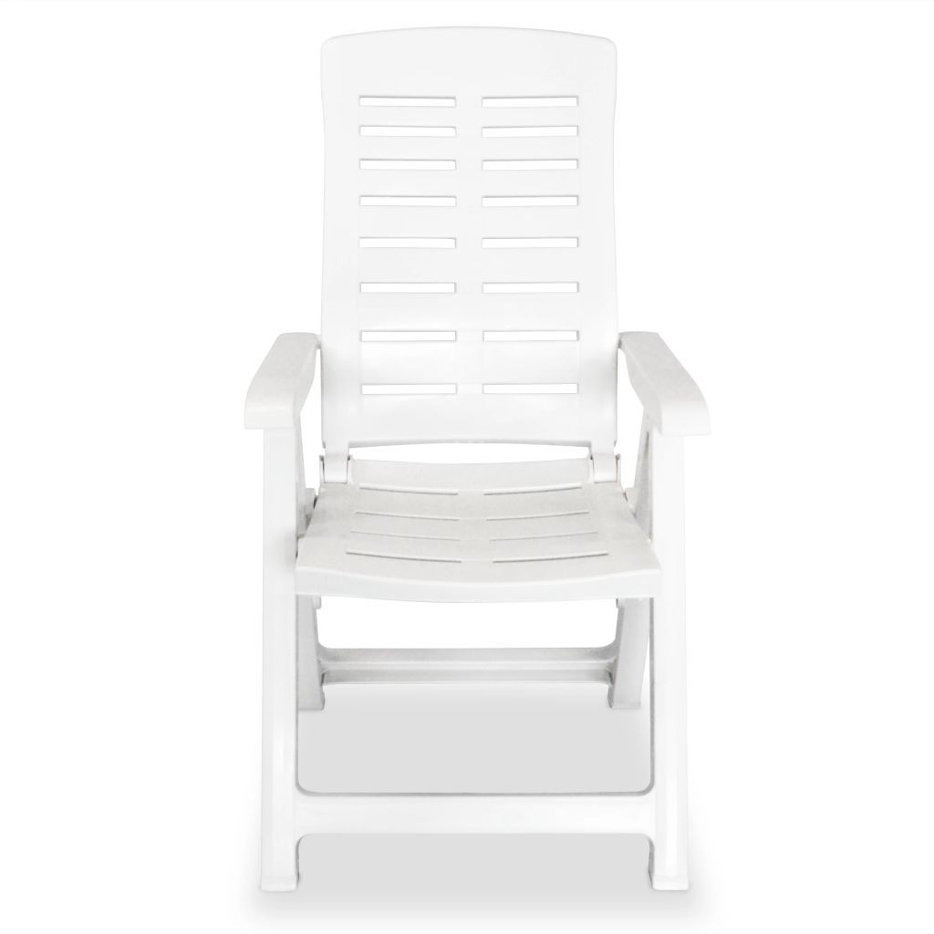 vidaXL Reclining Garden Chairs 2 pcs Plastic White